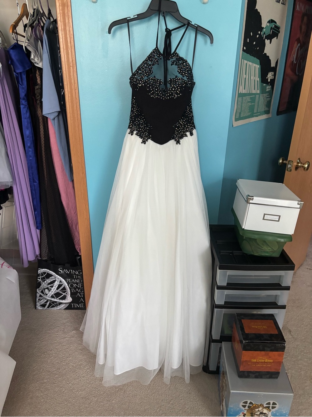 Blondie Nites Black and White Tulle Prom Dress